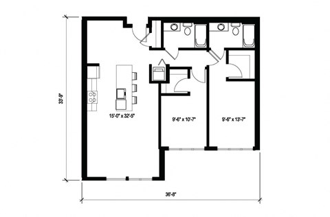 Stack House Apartments in Seattle, Washington 2x2 Floor Plan